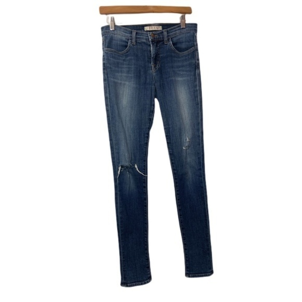 J Brand Super Skinny Distressed Blue Denim Jeans